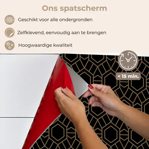 Goud - Zwart - Rozetstructuur keuken achterwand spatscherm klein 900 -spatscherm_NL
