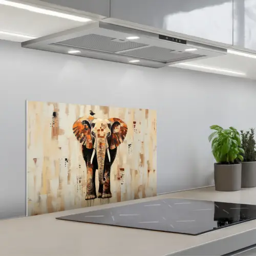 Olifant - Slurf - Mozaïek - Abstract keuken achterwand spatscherm klein -3d_schuin