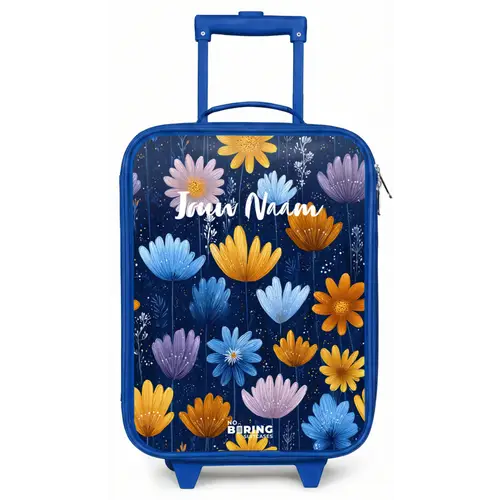 Bloemen op een donkerblauwe achtergrond Kinderkoffer - Blauw klein -zz3dotto