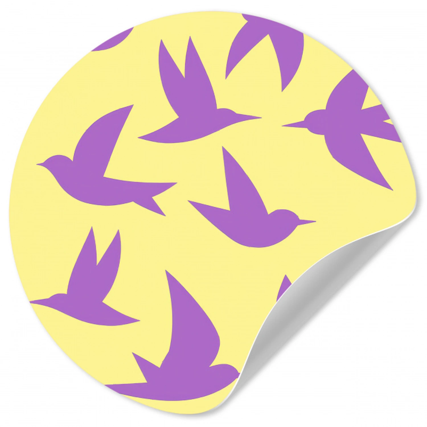 Vogels - Cirkel - Geel - Beweging Wandcirkel behangsticker klein -3d