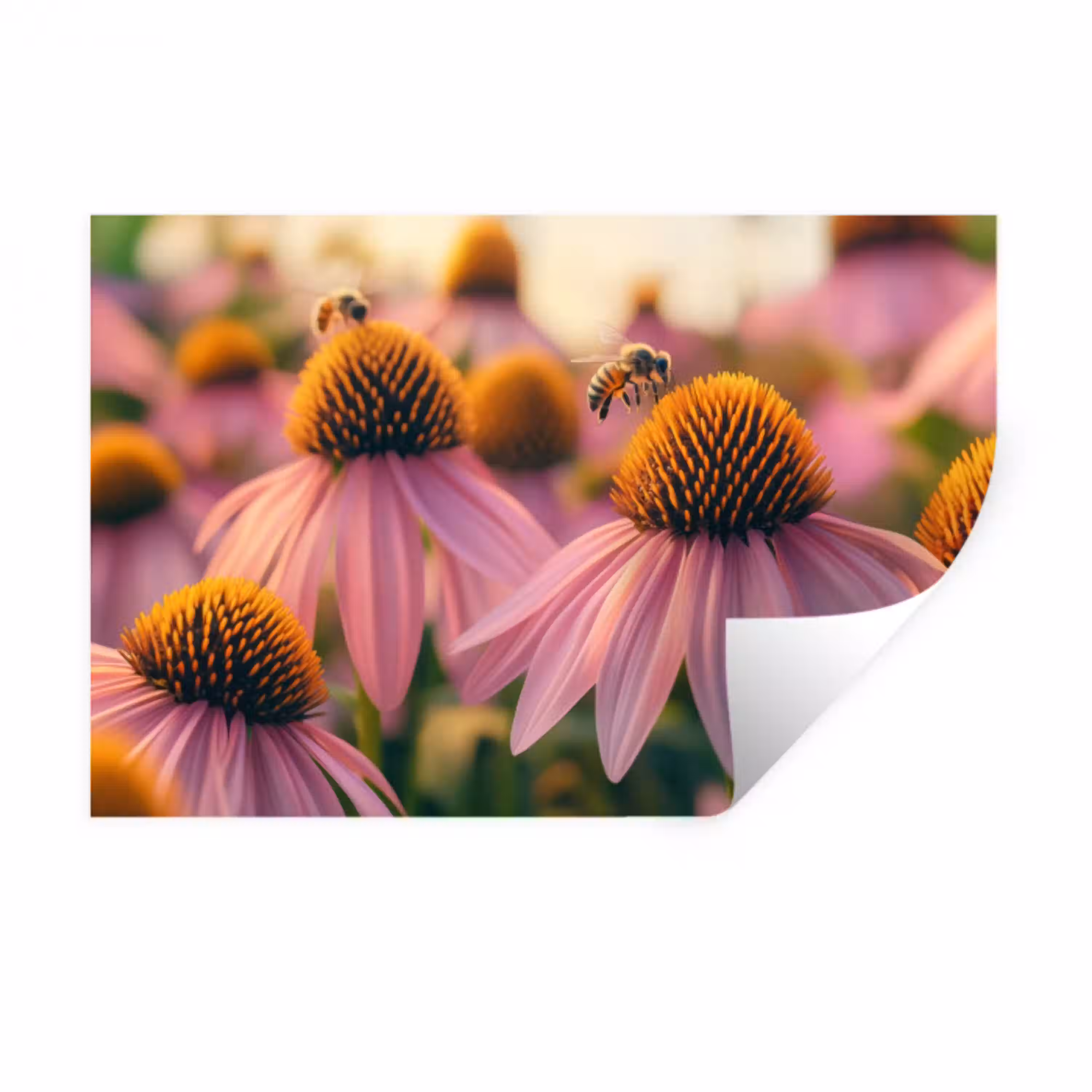 Bloemen - Paars - Bijen Muursticker klein -3d