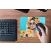 Bloemen - Vrouw - Zonnebril - Blauw muismat rubber klein -toetsenbord