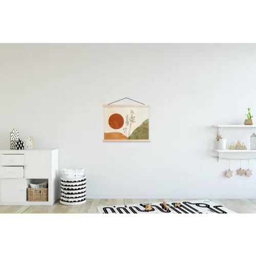 Zon - Abstract - Takken - Oranje textielposter latten blank klein -kinderkamer