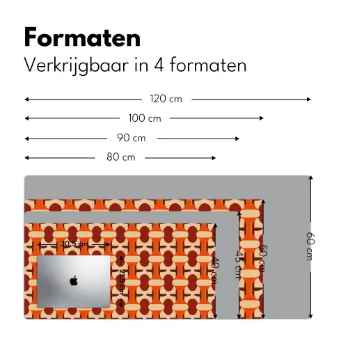 Geometrisch - Retro - Oranje Muismat XXL klein 681 -sfeer5
