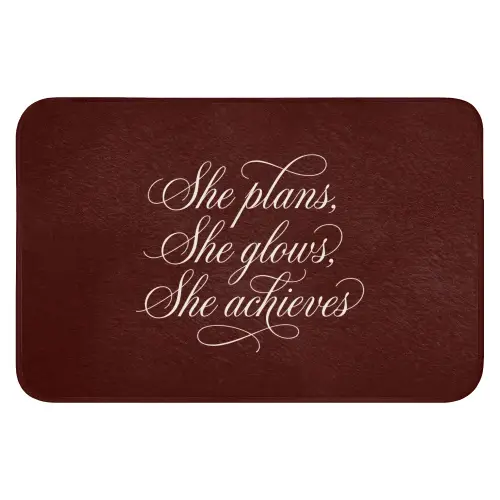 She plans she glows she achieves - Rood - Cursief Badmat klein -3d