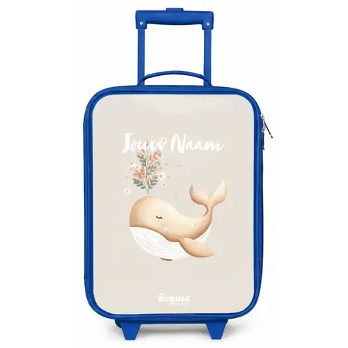 Walvis in pastel beige kleuren Kinderkoffer - Blauw klein -zz3dotto