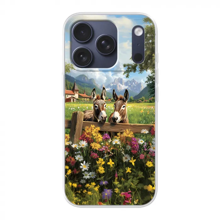 Ezels - Bloemen - Zomers Telefoonhoesje iPhone 17 Pro klein -3d
