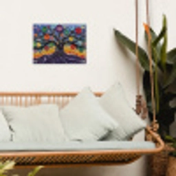 Levensboom - Mozaïek - Bloemen - Kleurrijk - Vrolijk tuinposter los doek klein -sfeer7