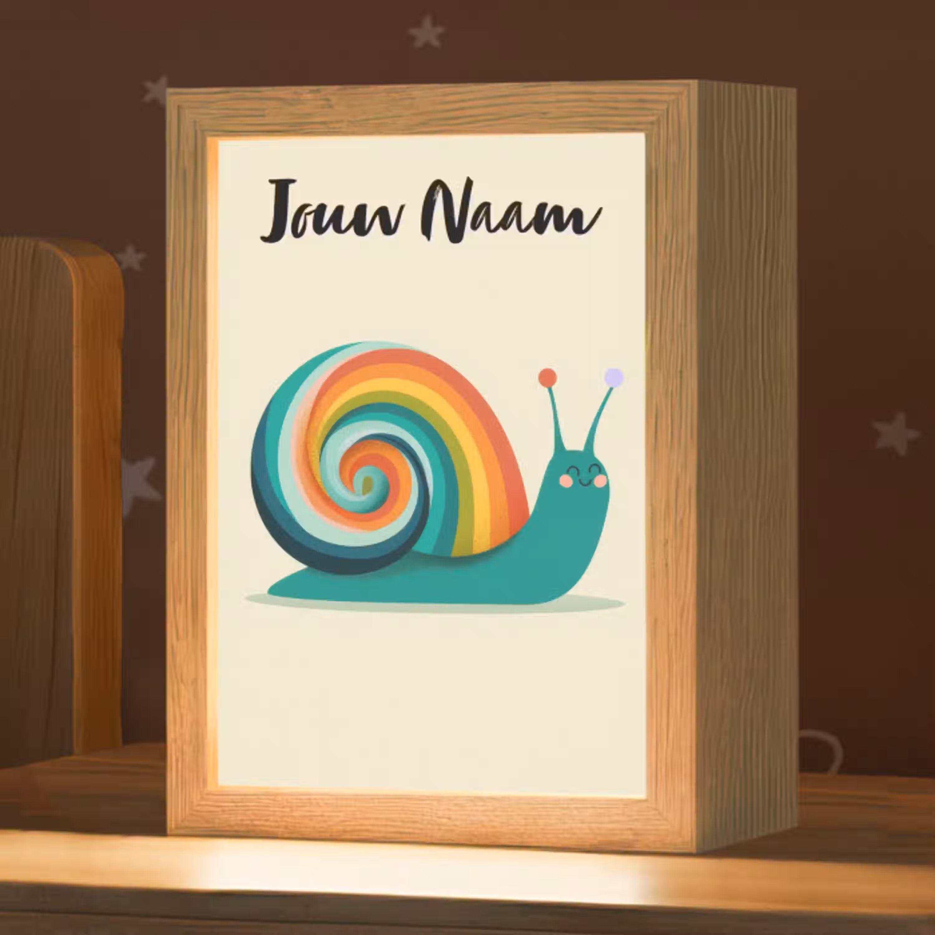 Slak - Regenboogschild - Groen Light Box met kabel (Kinderlampje) klein -zzz_3d_website