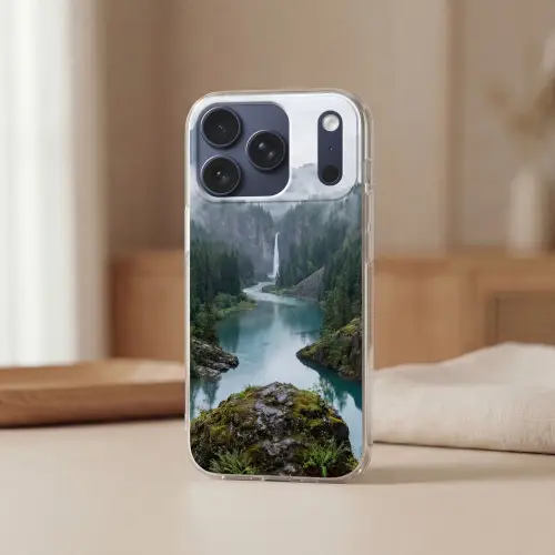 Waterval - Bomen - Bergen Telefoonhoesje iPhone 17 Pro klein -sfeer2