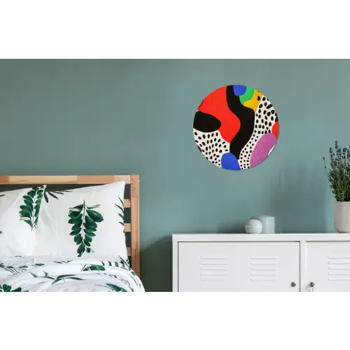 Abstract - Vormen - Kleuren - Stippen Wandcirkel aluminium klein -slaapkamer