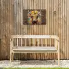 Hooglander met Bloemenkroon Tuinposter op houten frame 2 cm dik klein -sfeer4