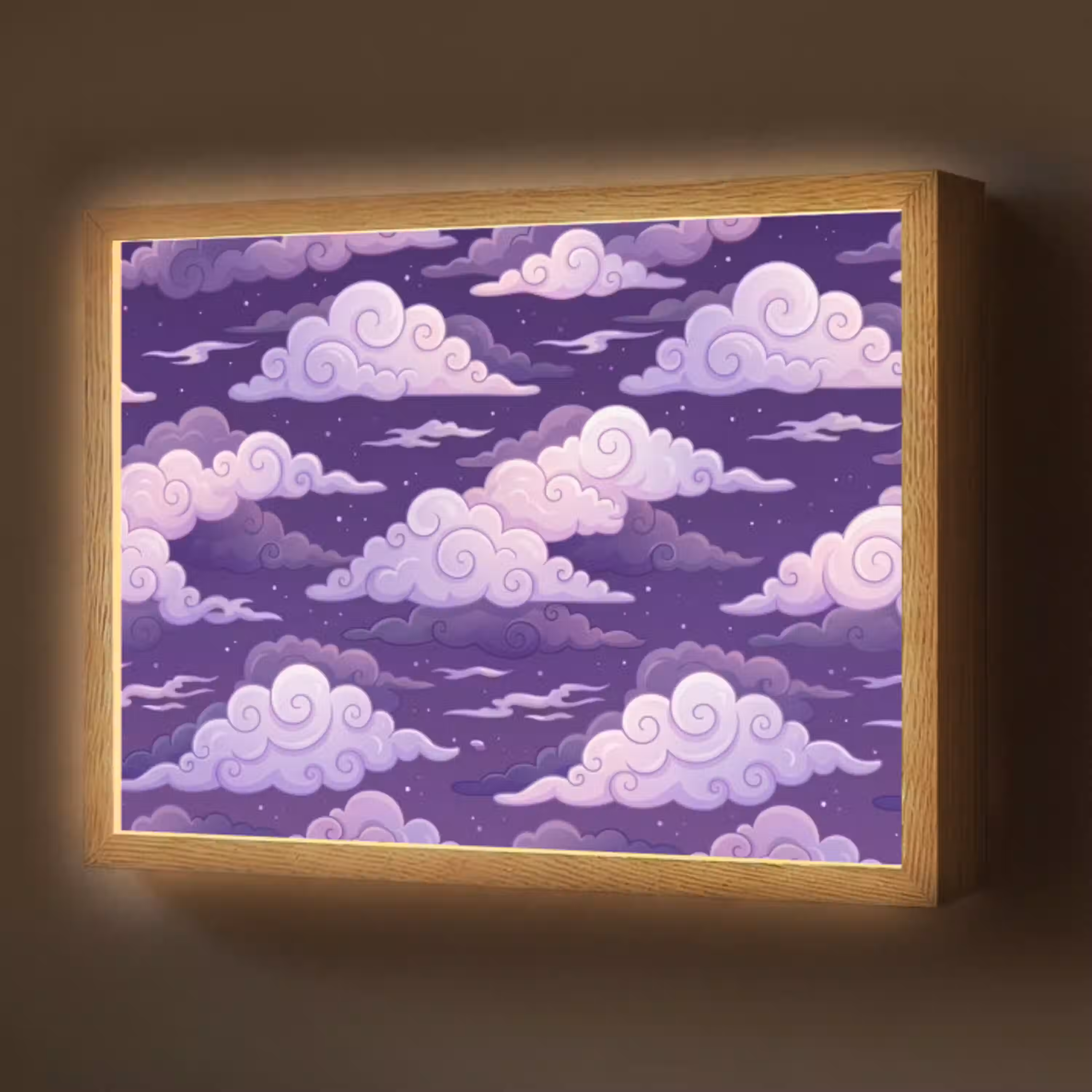 Wolken - Nacht - Natuur - Abstract - Paars Light Box met batterij (Wandlamp) middel -z3d_website