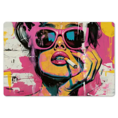 Portret - Vrouw - Abstract - Zonnebril Placemat vinyl groot -zzsfeer1_Kitchenyeah-website