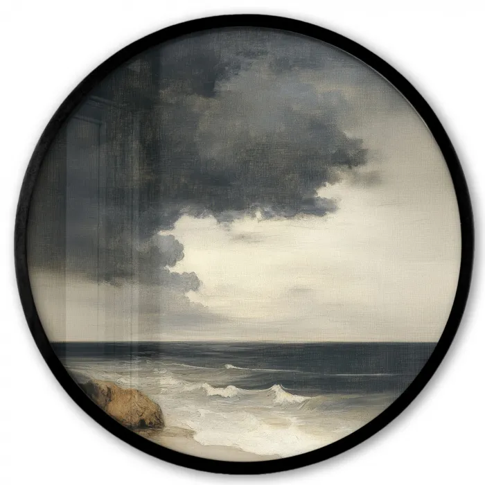 Kust - Golven - Rots - Storm Fotolijst rond zonder passe partout klein -3d