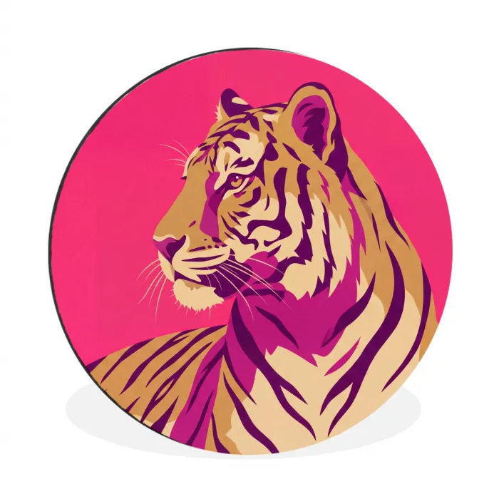 Tijger - Modern - Neon Wandcirkel aluminium klein -3d