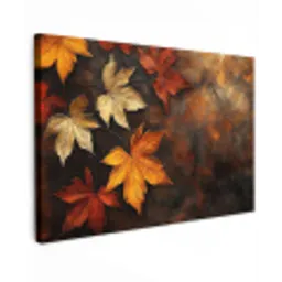 Herfstbladeren - Bruin - Oranje bladeren - Herfst rood Tuinposter op houten frame 2 cm dik klein -3d