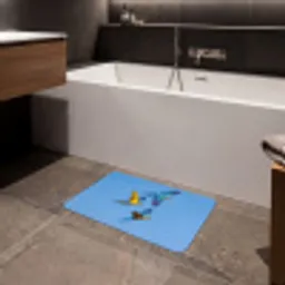 Papagaai - Vliegen - Blauw - Geel Badmat klein -sfeer3