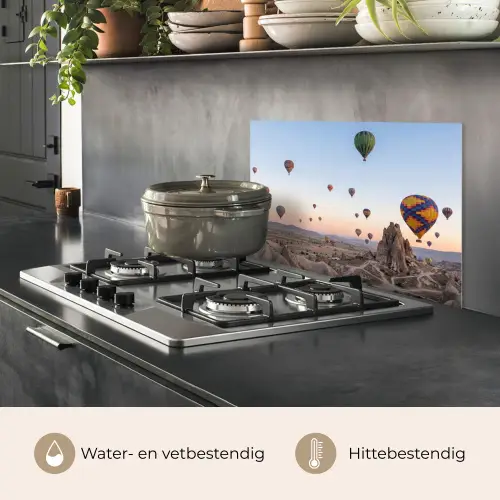 Luchtballonnen - Rotsen - Zonsopgang keuken achterwand spatscherm klein -usp_NL