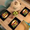 Hamburger - Graffiti - Verf - Kleurrijk - Eten - Abstract Placemat vinyl groot -zzsfeer5_Kitchenyeah-website