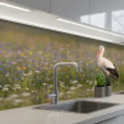 Ooienvaar - Bloemen - Weide - Kleurrijk keuken achterwand 2 middel -3d_schuin