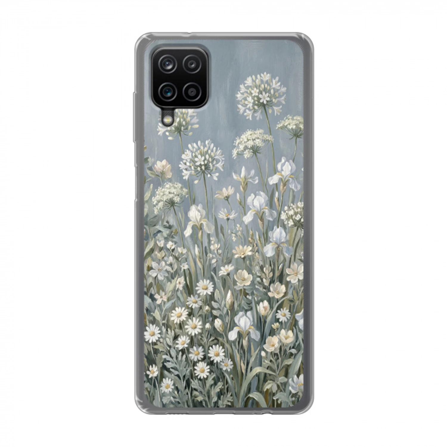 Bloemen - Botanisch - Blauw Telefoonhoesje Samsung Galaxy A12 klein -3d