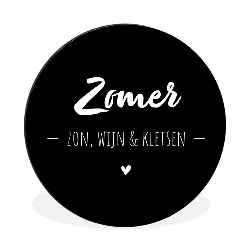 Zomer, zon, wijn & kletsen - Tekst - Zomer - Wijn - Quotes Wandcirkel aluminium klein -3d
