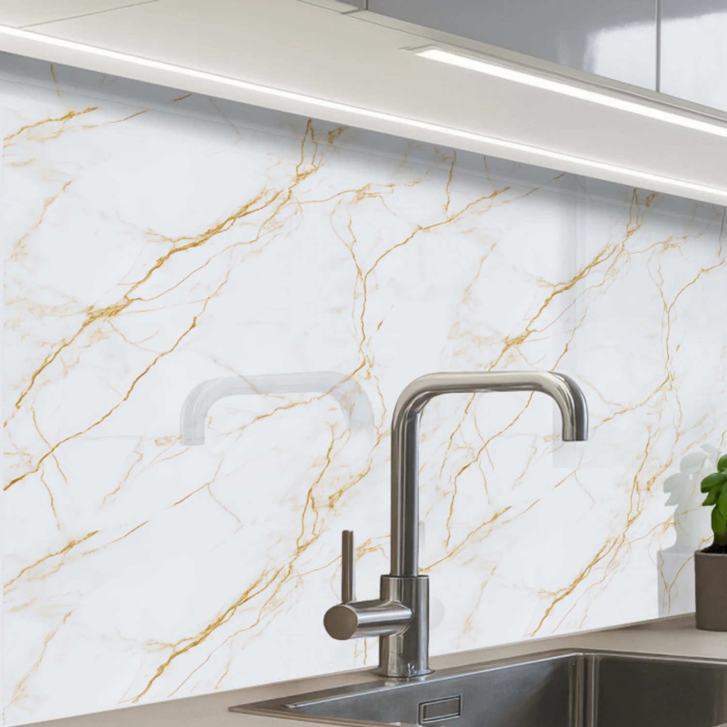 Wit - Marmer - Goud - Luxueus keuken achterwand 2 middel 865 -zzzz3d_schuin
