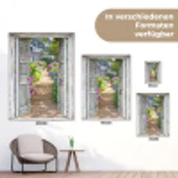 Deur naar een bloementuin tuinposter los doek klein -Xsfeer9_DE