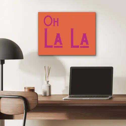 Oh la la - Oranje - Roze - Scheeflettertype PET vilt klein -sfeer5