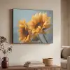 Zonnebloemen - Geel - Wazig Textielframe zwart klein -sfeer3