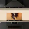 Giraf - Bruin - Abstract - Geschilderd keuken achterwand spatscherm klein -sfeer1