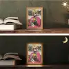 Vrouw - Kat - Bloemen - Kopje - Retro Light Box met kabel (Tafellamp) klein -sfeer3