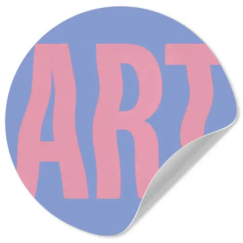 Art - Roze - Blauw Wandcirkel behangsticker klein -3d