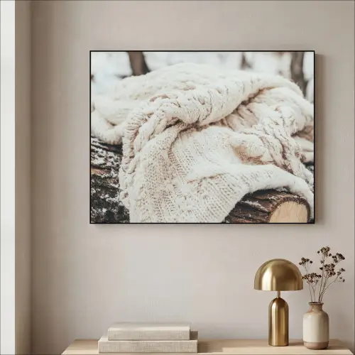 Deken - Wit - Boomstronk - Winter - Sneeuw Textielframe zwart klein -sfeer2