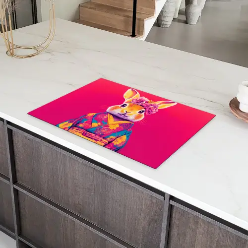 Konijn - Bloemen - Kleurrijk - Kimono Inductie beschermer vinyl 3mm klein -sfeer8