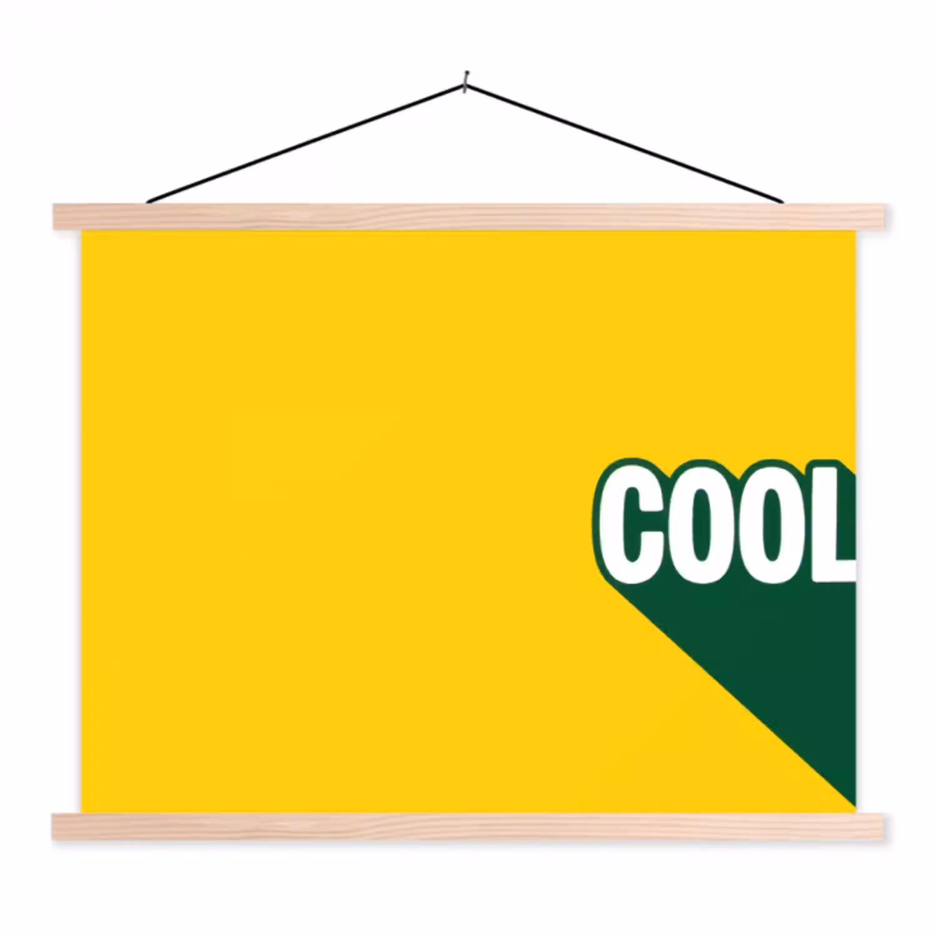Cool - Geel - Groen textielposter latten blank klein -3d