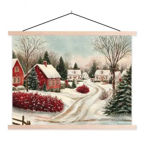 Kerstsfeer - Landelijk - Rood textielposter latten blank klein -3d