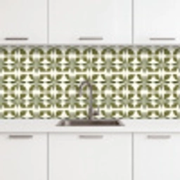 Botanisch - Retro - Groen keuken achterwand 2 middel 871 -3d