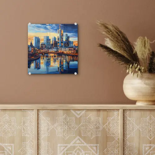 Zonsondergang Frankfurt - Stad - Skyline - Water plexiglas 5mm klein -sfeer5