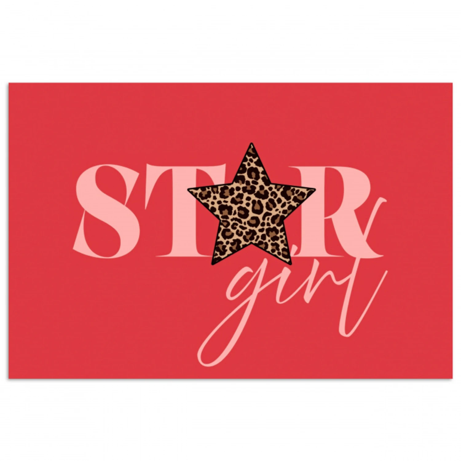 Star girl - Rood - Panter - Ster poster papier klein -3d