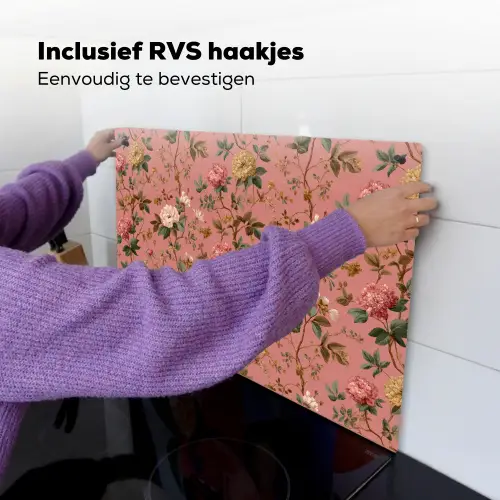 Klassiek - Botanisch - Roze Inductie beschemer met haakjes klein 777 -ky-ophangen-nl