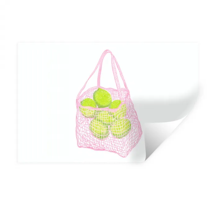 Netzakje - Roze - Illustratie - Limoenen Muursticker klein -3d