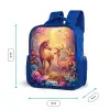Paard en hert in een roze sprookjesbos Kinderrugzak - Blauw middel -productfoto_formaten