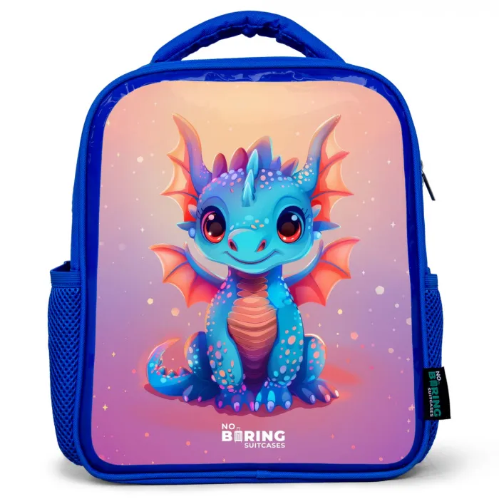 Schattige baby draak Kinderrugzak - Blauw middel -3d