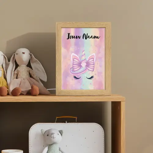 Eenhoorn - Pastel - Glitters - Regenboog Light Box met kabel (Kinderlampje) klein -sfeer2_kind
