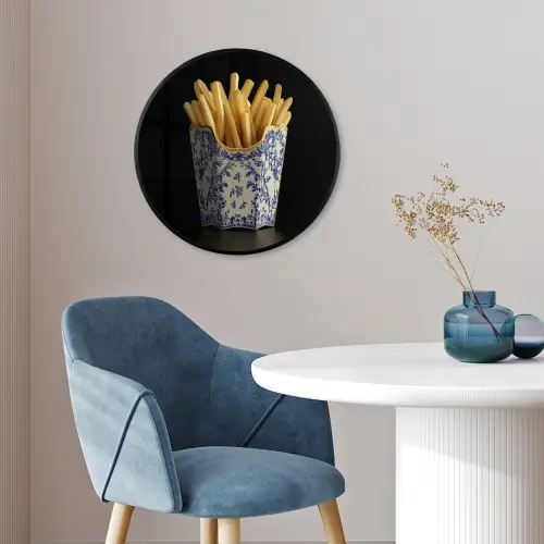 Friet - Porselein - Delfts blauw - Eten Fotolijst rond zonder passe partout klein -sfeer2