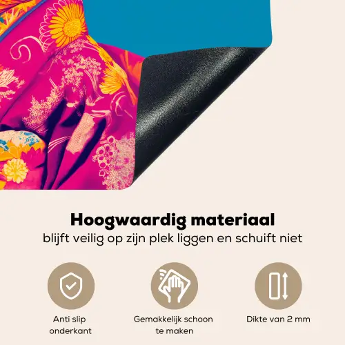 Bloemenkrans - Hagedis - Kimono - Paars Inductie beschemer met haakjes klein -ky-onderkant-nl
