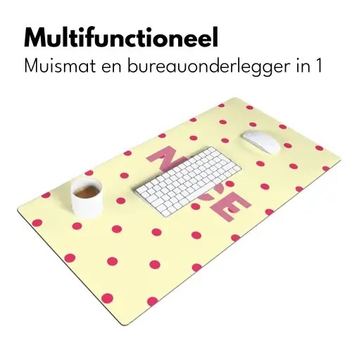 Nice - Stippen - Roze - Geel Muismat XXL klein -sfeer4