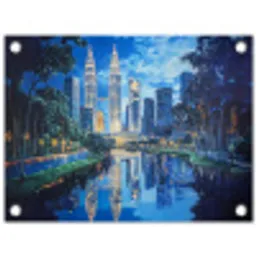 Stad Kuala Lumpur - Skyline - Wolkenkrabbers - Water tuinposter los doek klein -3d